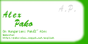 alex pako business card